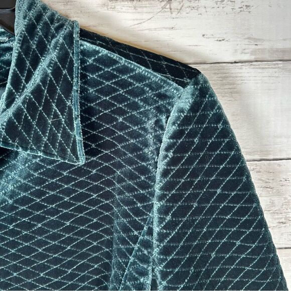 Worth Velvet Holiday Green Quilted Diamond Lined Jacket Blazer 10 - Picture 5 of 8